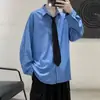 Camisa de traje de influencer muy de hadas para hombre, holgada, moderna, de alta gama, coreana, con caída, chulo, guapo, diseño de manga larga, sentido del diseño, camisa