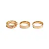 Conjunto de Anillos de Trébol de Cuatro Hojas Simple Minimalista de Moda Nueva de Verano Acero Inoxidable Chapado en Oro de 18 Quilates con un Toque de Alta Gama