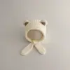 Bonitos y adorables gorros de otoño e invierno para niños, con diseño de poner, material de punto y una serie de dibujos animados, que brindan abrigo y protección para los oídos para bebés y niños pequeños.