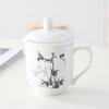 Copo de água de porcelana óssea de cerâmica doméstica Jingdezhen com tampa, adequado para hotel, escritório, sala de reunião, xícara de chá