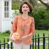 Camisa de verão estilo chinês para mãe de meia-idade 2026 novo top estiloso para mulheres de meia-idade e idosas, blusa elegante de chifon primavera-verão
