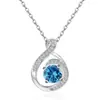 Plata de Ley S925 Transfronteriza Europea y Americana Amazon Nueva Moda Versátil Colgante Gota de Agua Doce Piedras de Nacimiento Collar Sencillo