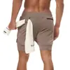 Shorts Esportivos Queimam Músculos Masculino Camada Dupla Combinação de Cores Toalha Pendurada Fitness Corrida Respirável Cor Sólida Calças Amazon