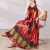 Vestido de algodão e seda plus size super emagrecedor e que valoriza a silhueta, estilo novo para usar por cima, vestido casual A-line floral sem mangas solto e jovial