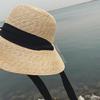 2023 Nuevo Estilo Sombrero de Cubeta Estilo Francés Atmósfera Sombrero de Paja de Cabeza Grande Sombrero de Paja de Verano para Mujer Sombrero de Paja Sombrero de Playa para Vacaciones