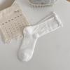 Calcetines blancos de verano para mujer, de malla fina, transpirables, de algodón, sin varillas, de longitud media, con borde de madera, medias de verano, medias apiladas