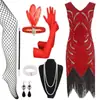 Halloween S-4XL Exportación de Amazon Vestido de Noche Retro Gatsby de los Años 20 con Perlas, Lentejuelas y Flecos