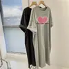 Verão Feminino Garota Cheinha Plus Size Casual Roupa Externa Fina Manga Curta Estampada Vestido Preguiçoso Comprimento Médio Solto Emagrecimento Tendência Quadril