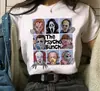 Camiseta Estampada Gráfica Chucky Moda Streetwear Casual Gola Redonda Manga Curta Tamanho Grande Feminina