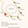 Joias de Aço Inoxidável, Novos Acessórios de Mão Populares de Nicho Estilo Europeu e Americano com Tema de Frutas, Banhado a Ouro 18K com Diamantes, Pulseira de Alto Padrão com Gotejamento de Óleo
