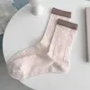 Calcetines de Bloques de Color para Mujer, Calcetines Finos de Verano hasta la Pantorrilla, Estilo Ballet, Malla Hueca, Transpirables, Algodón Peinado, Calcetines para Mujer sin Costuras al por Mayor