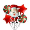 Globos de Papel de Aluminio Navideños Transfronterizos Bastón de Santa Claus Copo de Nieve Globos de Papel de Aluminio Juego de Cinco Piezas Globos de Decoración para Fiesta