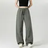 Pantalones deportivos de chándal versátiles de moda para mujer, talla grande, estilo americano de otoño, pantalones grises de pierna ancha, pantalones casuales fluidos para jóvenes, modernos