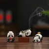 Adornos de Cerámica Pintados a Mano de Lindo Panda Rojo Creativo Mascota de Té para el Hogar Interior Portaincienso de Sándalo Portaincienso Portaincienso