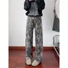 Jeans Tie-Dye con Tinta Retro Americana de Diseño Moderno, Pantalones Acampanados Curvos para Hombre, Pantalones Rectos de Nicho para Principios de Primavera