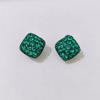 Pendientes elegantes de moda retro con diamantes de imitación verde oscuro y hebilla de oreja de nicho, ligeros, nostálgicos y de lujo para mujer