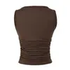 Top Puro Estilo Sexy de Caimento Justo Sem Mangas para Mulheres com Design de Tiras e Pregas, Adequado para Roupa de Verão e Camada Base Justa