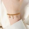 Moda Japonesa e Coreana Brilhante Diamante Estrela-do-mar Pingente Redondo Pulseira de Contas Design de Nicho Simples Versátil Doce Joia de Mão