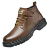Zapatos de Invierno de Algodón para Hombre con Forro de Felpa, Cálidos, Antideslizantes, Zapatos Casuales de Caña Alta, Botas de Algodón para Negocios, Zapatos Gruesos de Cuero de Algodón, Venta al por Mayor Dropshipping