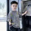 Ropa para niños, conjunto de outfit de verano para niños, nueva colección de verano 2027, estilo deportivo, camiseta fina de manga corta para niños mayores, moderno y genial