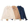 Ins atacado de roupas femininas estilo europeu e americano transfronteiriço camisa elegante com laço textura de cetim de seda 8741252 756
