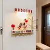 Colgador de Llaves para Entrada de Mario, Perchero de Pared sin Taladro, Gancho Adhesivo de Madera Maciza de Alta Carga