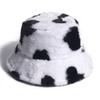 Sombrero de Pescador Cálido de Invierno para Comercio Exterior, Sombrero Creativo Europeo y Americano para Mujer, Sombrero de Cubo Estampado Colorido, Versátil Sombrero de Felpa de Moda