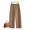 Pantalones de pierna ancha de algodón, súper elegantes, fluidos, versátiles, casuales, hechos a medida para mujer, nueva colección otoño 2026, cintura elástica, tiro alto, favorecedores