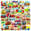 50 pegatinas infantiles de tren pequeño de dibujos animados, transfronterizas, Amazon, jardín de infancia, coche, decoración de cuaderno, pegatinas de recompensa