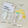 Utensilios para pastel cumpleaños juego de regalo de seis piezas tienda de repostería juego de suministros para fiesta al por mayor juego de cubiertos y platos desechables