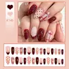 30 Peças de Unhas Portáteis Feitas à Mão em Formato de Amêndoa Transfronteiriças para o Dia dos Namorados, Peças de Unhas Portáteis com Arte de Unhas de Bolinhas e Coração Rosa