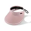 Chapéu de Sol para Ciclismo de Verão com Aba Larga Anti-UV UPF50 Vazio no Topo Protetor Solar Feminino para Cobertura do Rosto