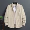 Camisa Rayada de Lujo Ligero Estilo Coreano para Hombre Manga Larga Sensación de Alta Gama Gasa Tendencia de Moda Camisa Cardigan Comercio Exterior Tallas Grandes