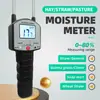 Medidor de Humedad para Paja de Pastizal Medidor de Humedad para Heno Inglés Instrumento de Medición Probador de Contenido de Agua Medidor de Humedad para Paja de Arroz y Trigo