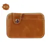 Bolsa para tarjetas de cuero al por mayor con cierre, monedero mini para hombre y mujer, bolsa para identificación ultradelgada de piel de vaca, bolsa para tarjetas de visita, generación