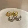 Pendientes de Aro Trenzados en Forma de C con Cinta de Satén Vintage Estilo Francés, Pendientes de Aro de Alta Gama para el Día a Día con Pasadores de Plata 925