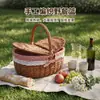Cesta de piquenique de vime cesta tecida à mão cesta de rattan cesta de lembrança bolsa de presente cesta de vegetais armazenamento cesta de ovos tecida em rattan