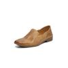 Mocassins Simples Retrô Super Macios de Couro Bovino de Primeira Camada com Solado Macio Outono 2025 de Couro Genuíno Quadrados de Salto Baixo Profundos para Mulheres