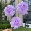 Rosa norueguesa artificial de 3 cabeças, flores artificiais para decoração de casamento e casa, atacado
