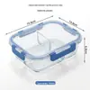 Pote de Almoço de Vidro Borossilicato com Tampa de Encaixe, Caixa Bento Selada para Piquenique, Caixa Bento para Micro-ondas, Caixa Retangular para Conservar Frescos