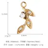 Acero Inoxidable Chapado en Oro de 18K Incrustado con Circonita Corazón de Amor Espiga de Trigo Trébol de Cuatro Hojas Colgante Pequeño DIY Exquisitos Accesorios de Joyería