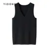 Chal de cachemir puro de punto liso de calibre 12, ajustado, cálido, con cuello en V, chaleco de punto ajustado para hombre, hipoalergénico