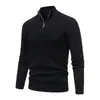 Comercio Exterior Transfronterizo Otoño e Invierno Nuevo Suéter para Hombre con Trenzas de Cuello Alto y Cremallera Color Sólido Moda Suéter Top Hombre