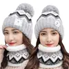 Chapéu Feminino Outono e Inverno Estilo Coreano Casual Proteção de Orelha Chapéu de Lã Acolchoado com Forro de Fleece Quente Pom Pom de Lã Chapéu de Tricô para Estudante Equitação