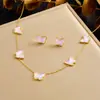Cadena para Clavícula Rosa Mariposa Dulce y Fresca de Gelatina Coreana y Japonesa Cadena Fina de Acero Inoxidable Chapado en Oro Juego de Accesorios de Insectos