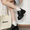 Sapatos de couro de plataforma de salto grosso preto estilo britânico para mulheres 2024 nova primavera e outono dedo redondo retrô francês Mary Jane sapatos de camada única
