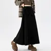 Falda de Traje Gruesa de Lana Color Café para Mujer, Otoño e Invierno 2026 Nueva Falda de Cintura Alta Adelgazante de Corte A de Longitud Media A8827