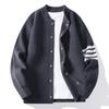 2025 Transfronterizo Nuevo Otoño Moda Casual Suéter Cárdigan Tejido para Hombre Chaqueta Abrigo Rayado Simple