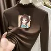Nuevo Top Base de Manga Larga de Felpa Cómoda con Cuello Medio Alto de Volantes para Niñas Otoño/Invierno 2026 para Niños Pequeños y Niños Pequeños