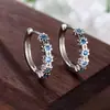 Pendientes de Plata de Ley S925 Europeos y Americanos Transfronterizos de Medio Círculo Pequeño de Circonio Pendientes Simples Dulces de Flor Fresca Nicho